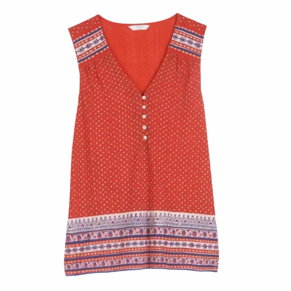Lucky Brand Drop Needle Border Print Tank